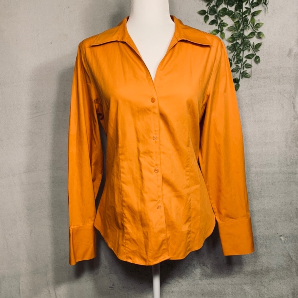 Orange Button Down Blouse